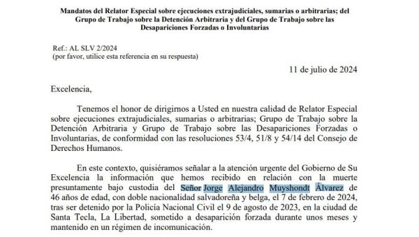 UN Urges Salvadoran Authorities to Explain Alejandro Muyshondt’s Arrest Irregularities — ONU pide al Estado salvadoreño informar sobre irregularidades en captura de Alejandro Muyshondt