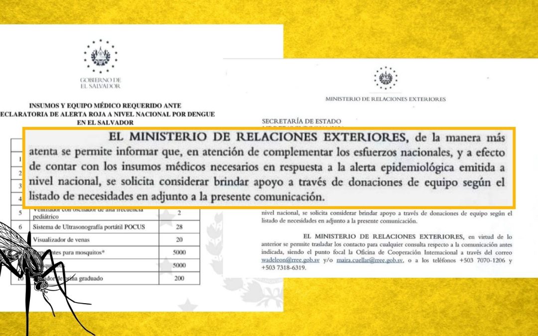 Government of El Salvador requested international donations of supplies to address dengue emergency — Gobierno de El Salvador pidió donaciones internacionales de insumos para atender emergencia por dengue