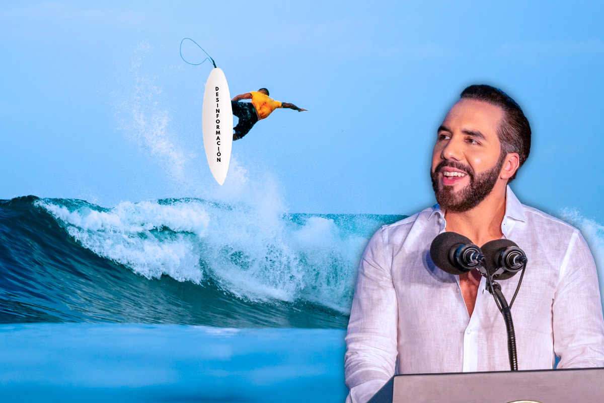 Bukele Rides the Wave of Disinformation in Surf City 2 — Bukele se sube a la ola de la desinformación en Surf City 2