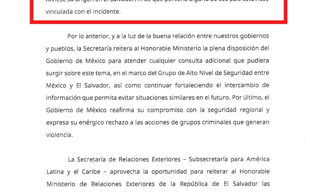 Mexico Rectifies Claim on El Salvador Intercepted, Drug-Laden Plane — México rectifica ante El Salvador señalamiento sobre avioneta interceptada con droga