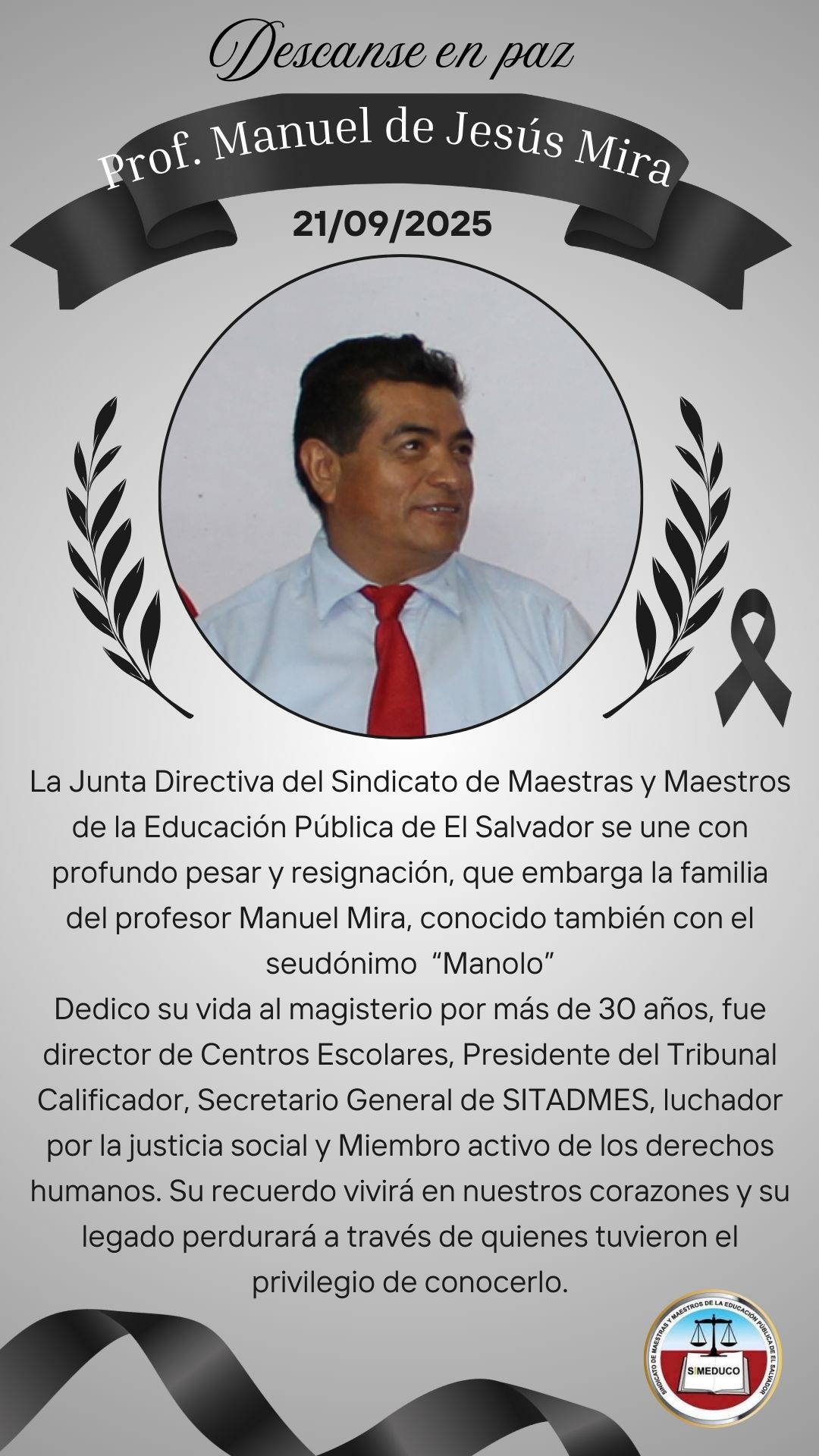 Who Was Manuel Mira, the Teacher Who Became the 447th Victim of the State of Exception? — ¿Quién era Manuel Mira, el profesor que fue la víctima 447 del régimen de excepción?