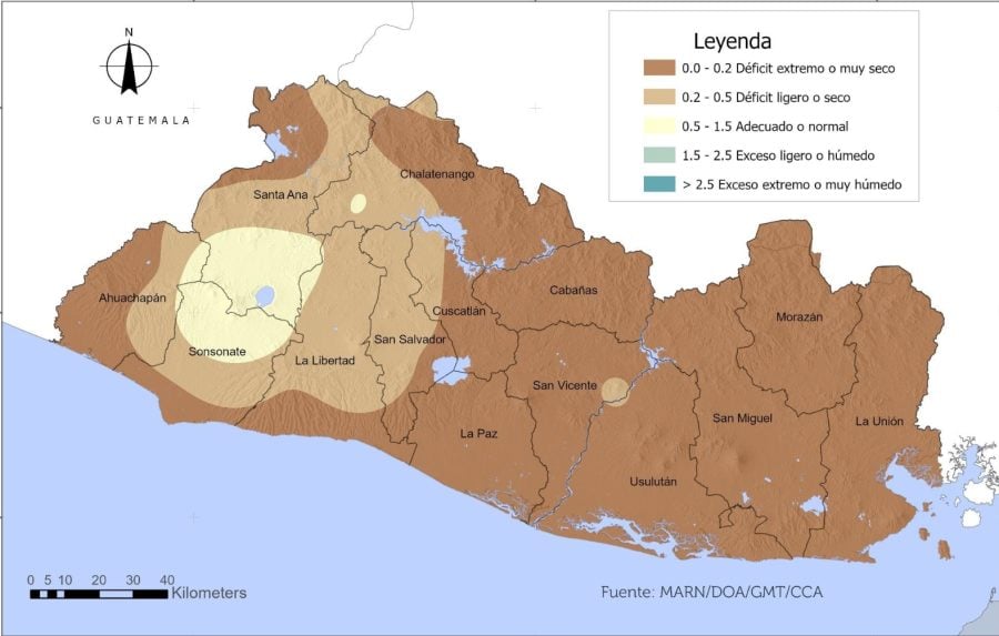 La Unión records moderate drought while 10 other departments report mild drought — La Unión registra sequía moderada mientras otros 10 departamentos presentan sequía débil