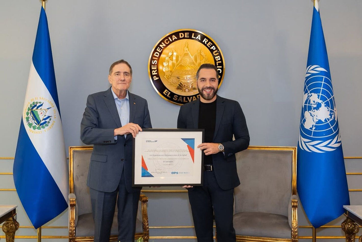 PAHO Director and President of El Salvador highlight progress in disease elimination and strengthening the health system — El Director de la OPS y el Presidente de El Salvador destacan los avances en la eliminación de enfermedades y el fortalecimiento del sistema de salud
